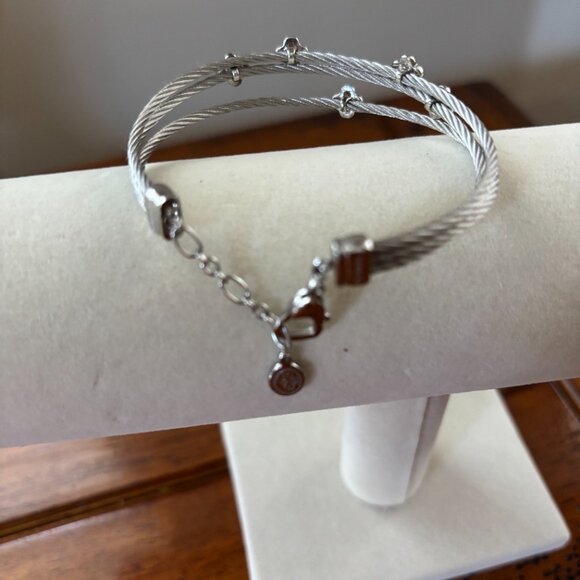 Charriol MALIA Stainless Steel 3 Cable Bracelet With Stones Sz SM - Picture 12 of 12